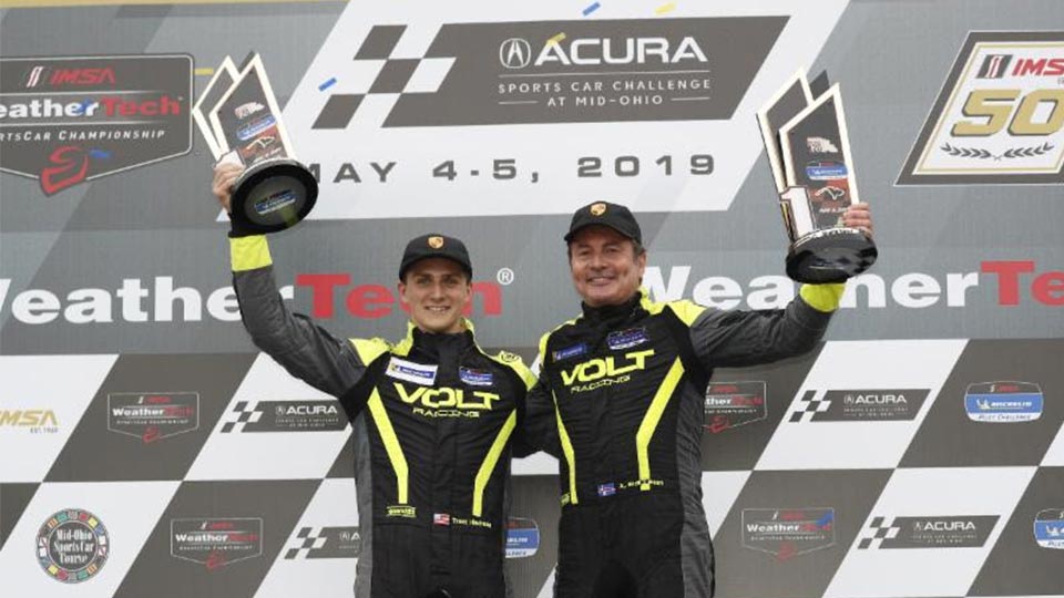 Brynjolfsson and Hindman on the Podium at the Mid-Ohio Sports Car Course
